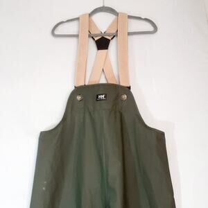 HH Helly Hansen Rain Bib Overalls Mens NB 0104 Z Medium Olive Green